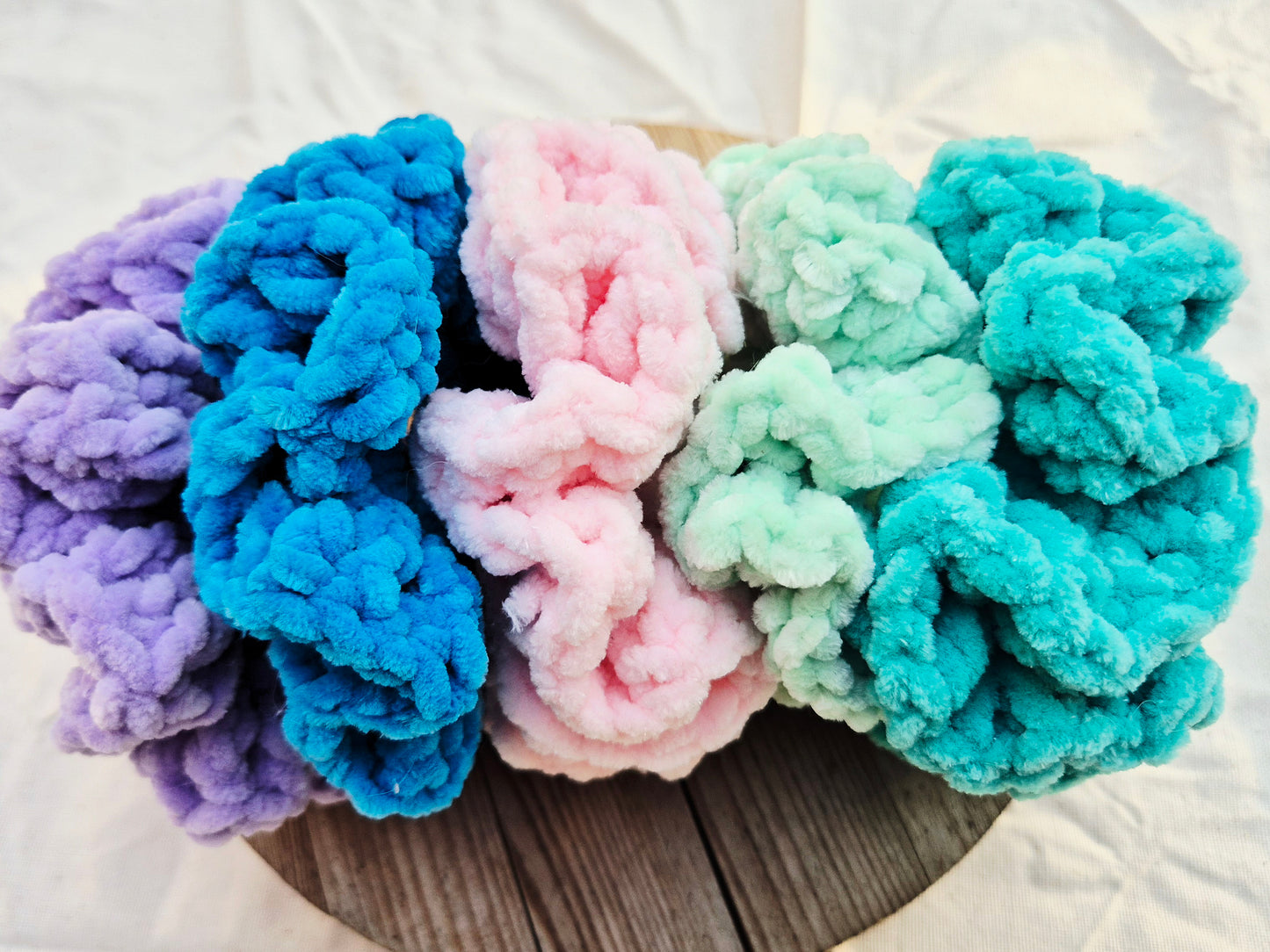 Handmade Crochet Plush Scrunchies | Soft Yarn Hair Ties – Cozy, Colorful & Gentle on Hair