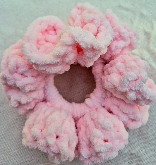Handmade Crochet Plush Scrunchies | Soft Yarn Hair Ties – Cozy, Colorful & Gentle on Hair
